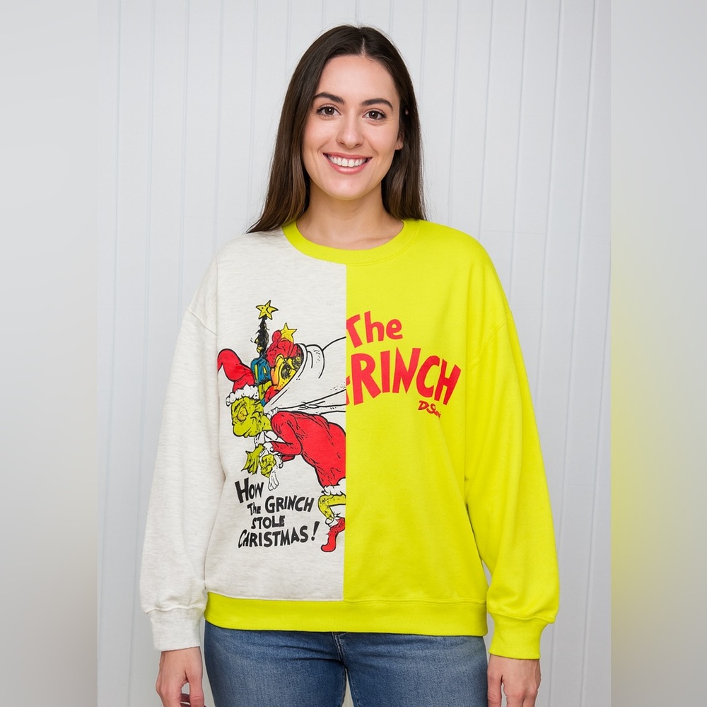 Dr. Seuss Grinch Christmas Sweatshirt Green and Gray‎ Size XXL